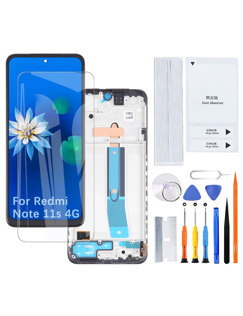 H&LYCYJ Display Schermo per Xiaomi Redmi Note 11s 4G TFT 2201117SG 2201117SI 2201117SY 2201117SL LCD Schermo di Ricambio Kit di Assemblaggio con Telaio