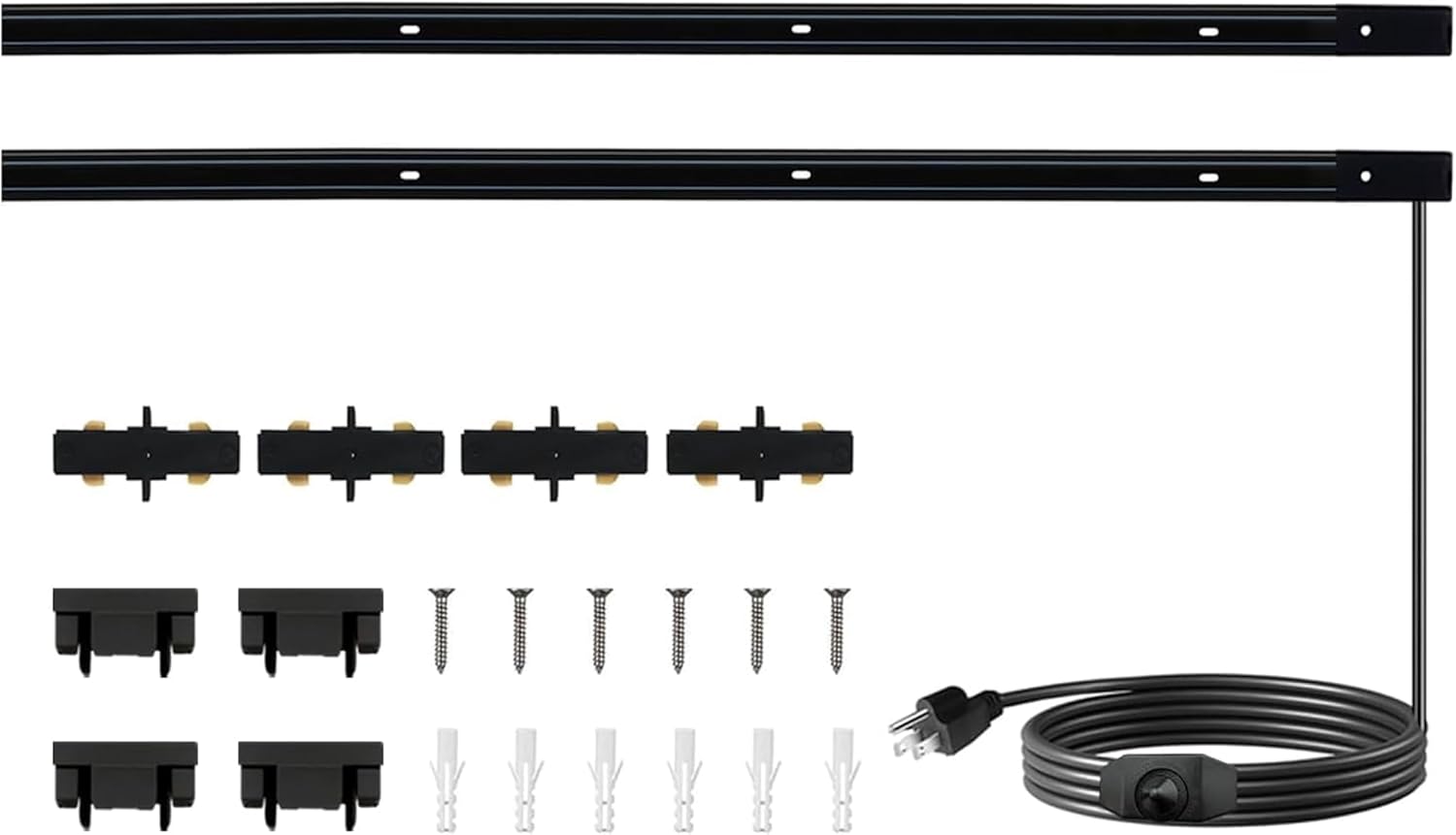 8PCS White H Type Track Lighting Rails Kit, 120V Single Circuit 3-Wire H Track Rail 26FT with Extra 8 I Connectors and Wall Anchors, Made of Aluminum and Strength Guarantee