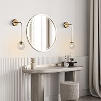 Vista 5 de BOKT Juego de 2 apliques de pared modernos de mediados de siglo con forma de globo de latón cepillado dorado juego de 2 lámparas de pared de bola