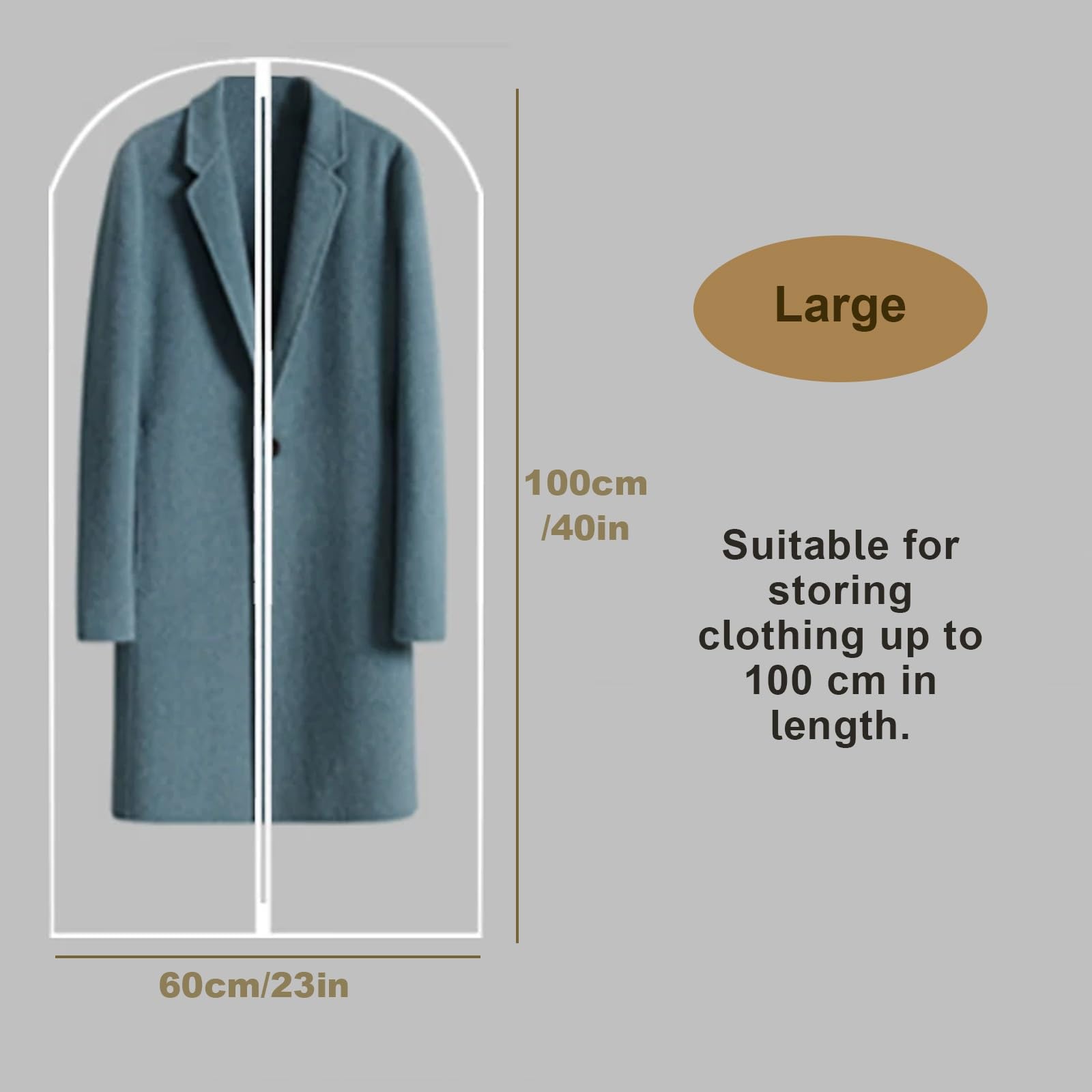 Lote de 10 Fundas Ropa Armario Colgar Bolsas Guardar Ropa de Material EVA Semitransparente para Guardar Trajes Gabardinas(60 * 100cm/23 * 40in)