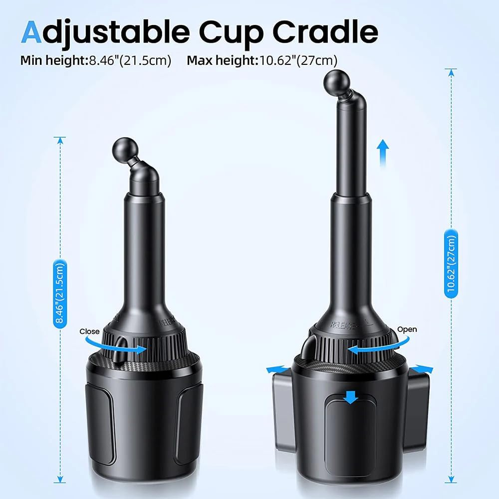 APPS2Car Car Cup Phone Holder Wireless Charger with QC 3.0 Adapter, 15 Watt Qi Fast Charging, Compatible with iPhone 11/12/13/14/15/16/17/ Air/Pro/Max/Plus and Universal All Models Phone Holder