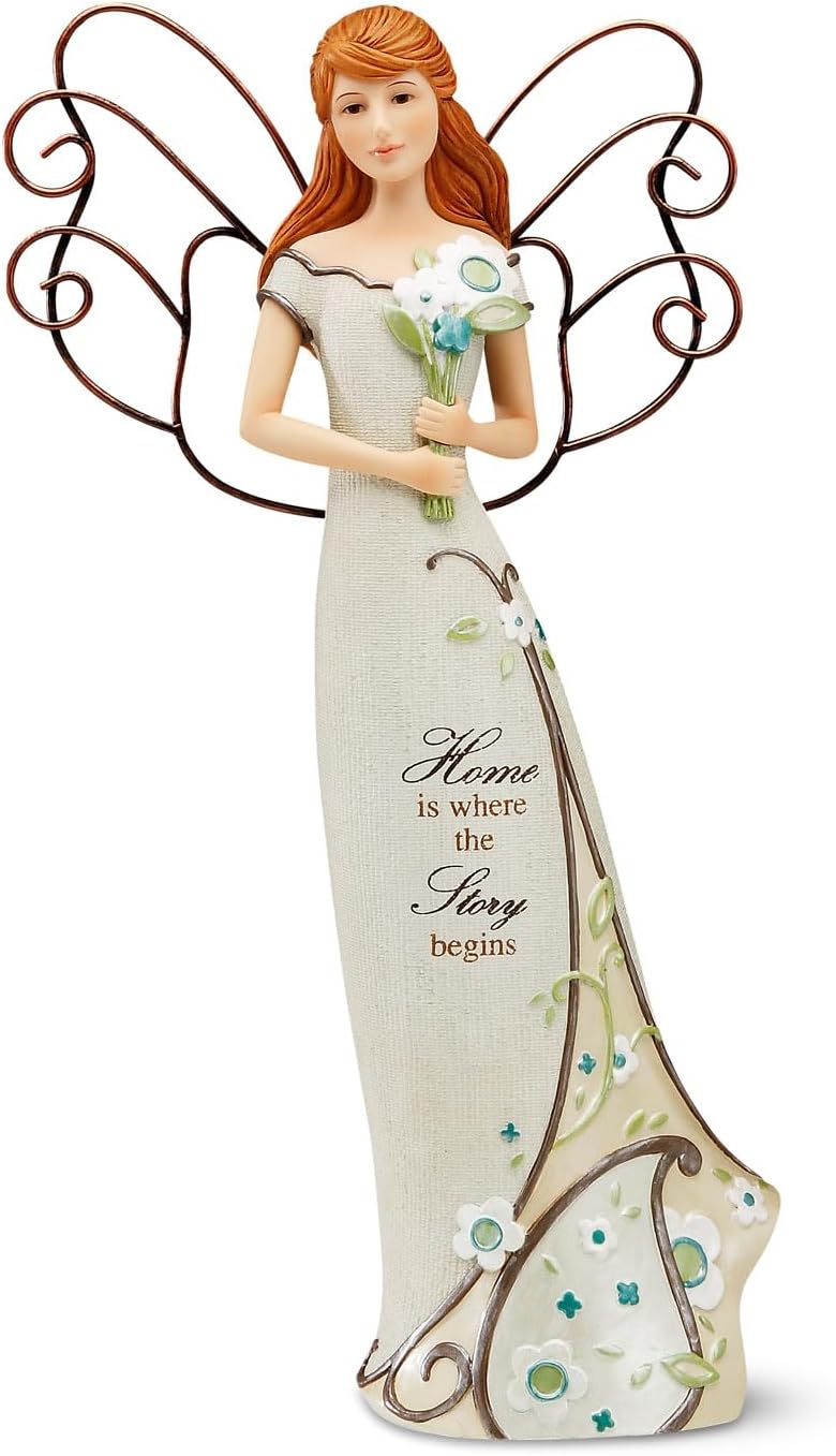 Pavilion - Perfectly Paisley Home Angel Figurine - 12-Inch Tall, Inscription Home is Where The Story Begins
