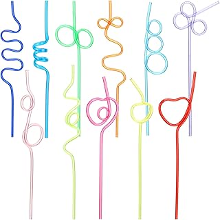 120 Pcs Crazy Silly Straws for Kids Reusable Bulk Plastic Loop Bendy Var...