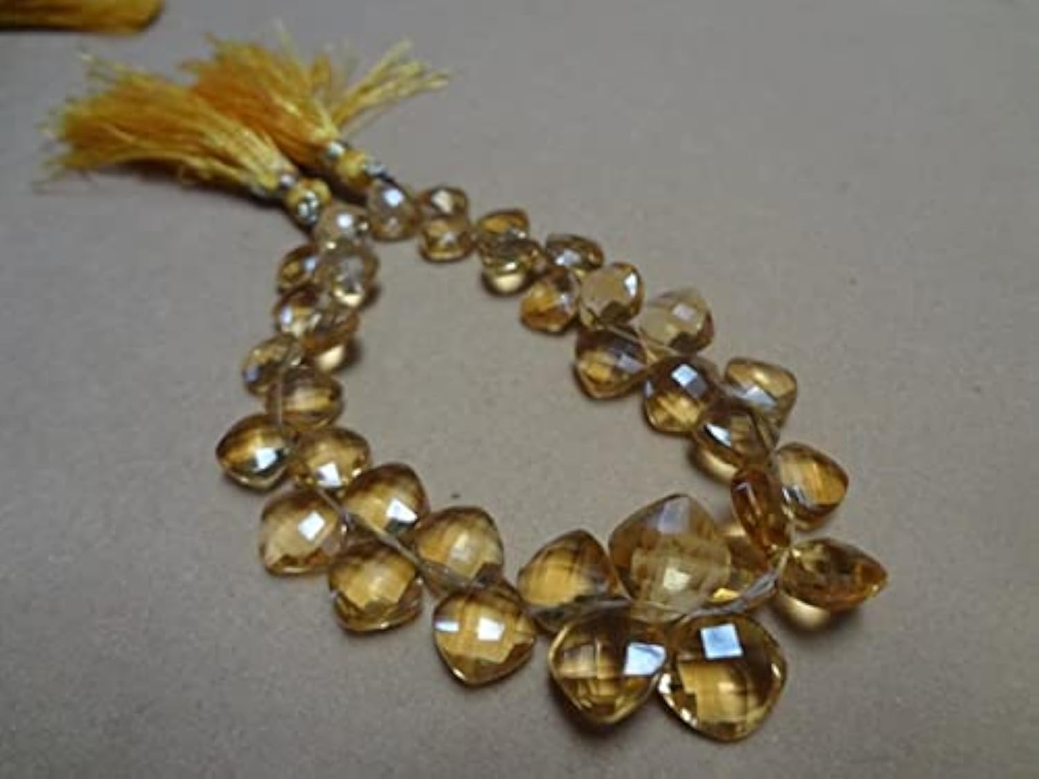 Citrine briolette coussin LKBEADS pour création bijoux DIY uniques