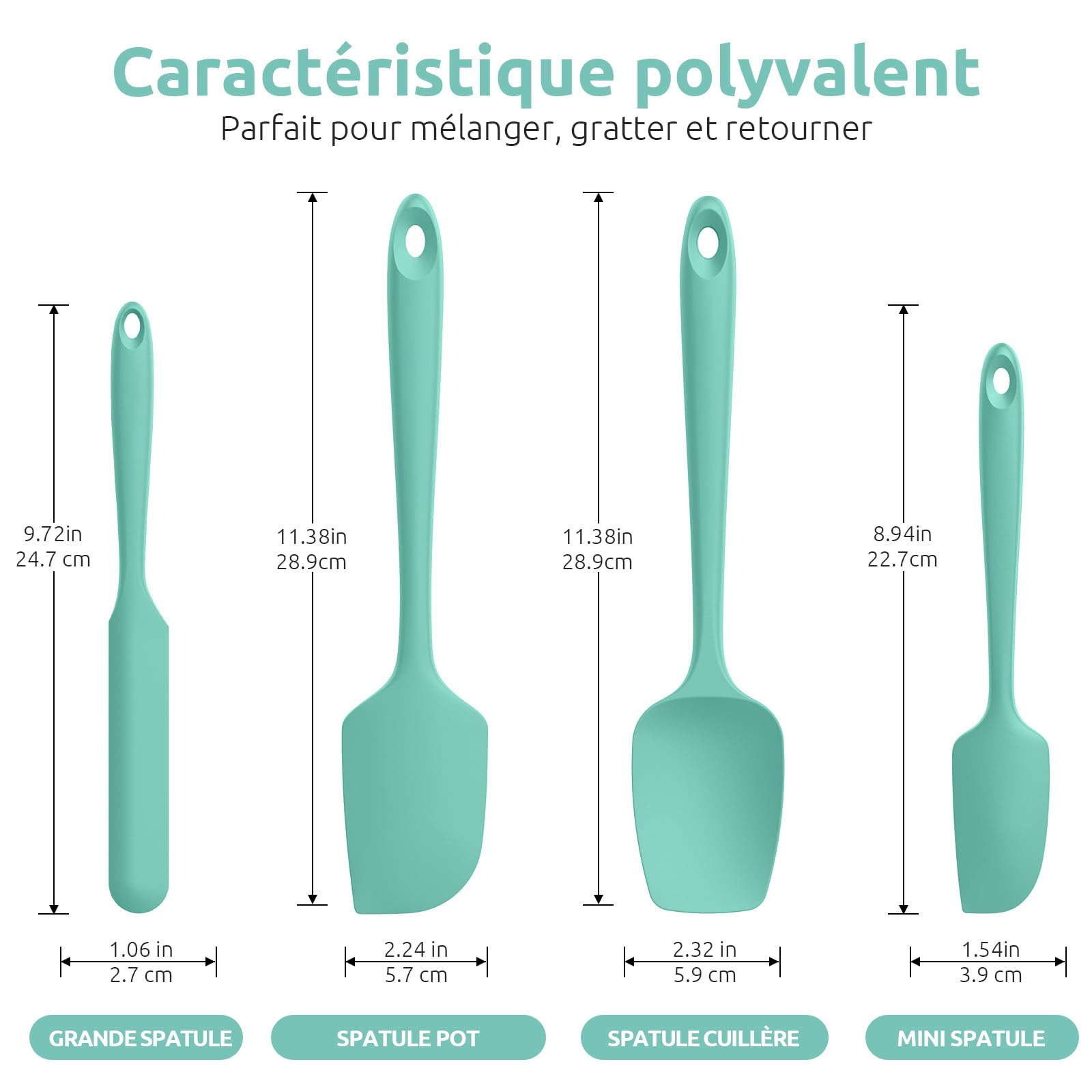 Lot De 5 Spatules Silicone Résistantes à La Chaleur - Ustensiles Cuisine & Pâtisserie Multicolores, Sans BPA, Faciles à Nettoyer