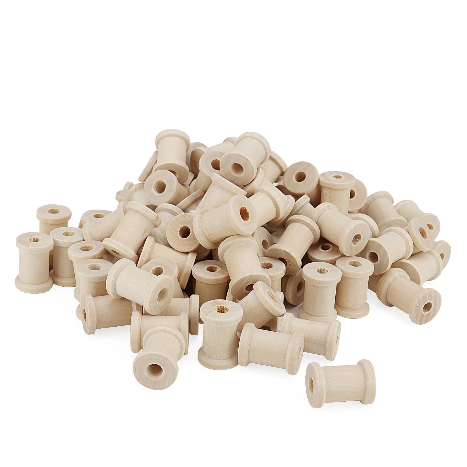 Bobines de fil en bois naturel de 2,9 cm pour couture et bricolage - Lot de 100