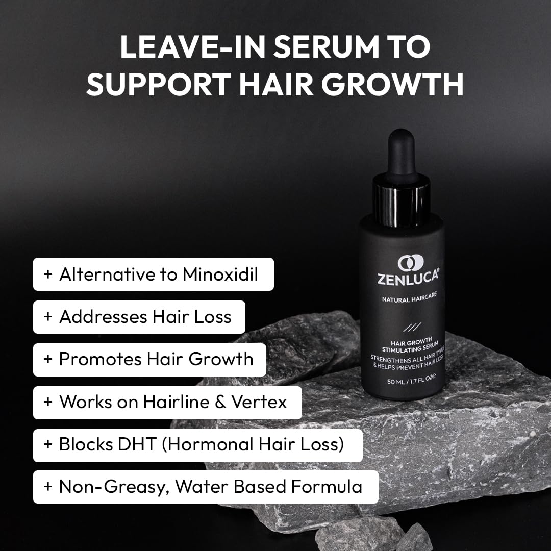 Haarwuchs Stimulierendes Full Range Set – Shampoo, Spülung, Serum & Microneedling-Roller – Komplette natürliche Haarpflegeroutine – Für Männer und Frauen