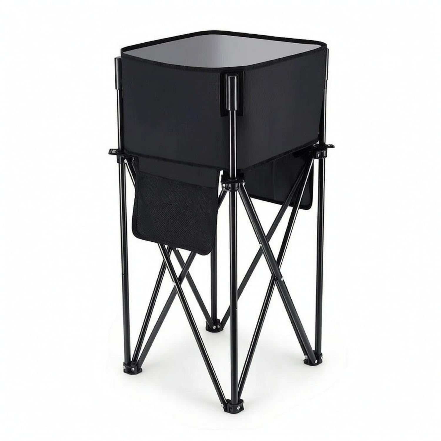 Freestanding Foldable Storage Rack with Basin Space-Saving Collapsible Camping Sink Multiuse Portable Wash Basin with Stand Lightweight for Campers, Picnics, Black, Normal-image-29
