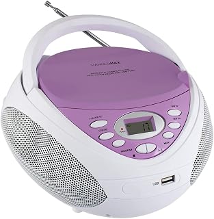 HANNLOMAX HX-326CD Portable CD/MP3 Player, AM/FM Radio, USB Port for MP3 Playback Aux-in (White/Pink)