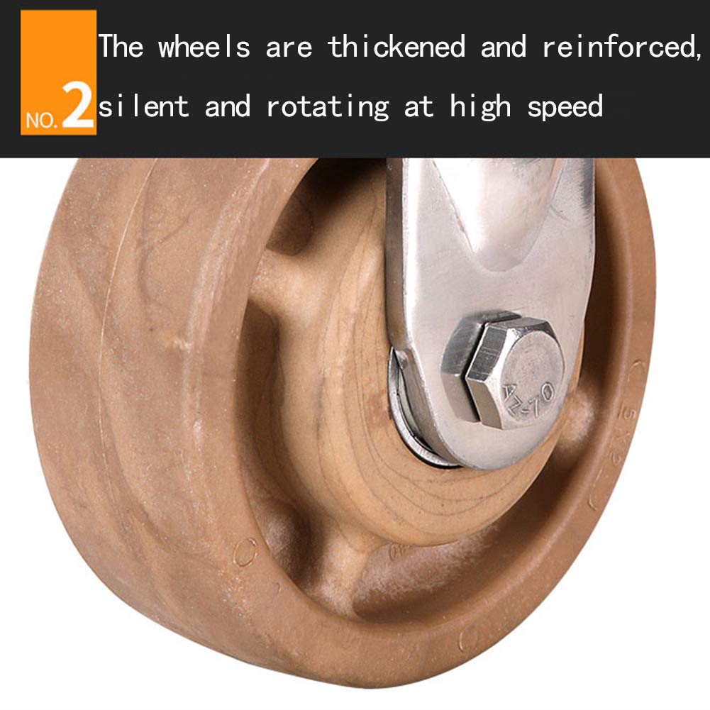 wheel Rueda de Nylon Universal Resistente a Altas temperaturas de Acero Inoxidable, Carga de una Sola Rueda 250 kg, 1 Paquete 4