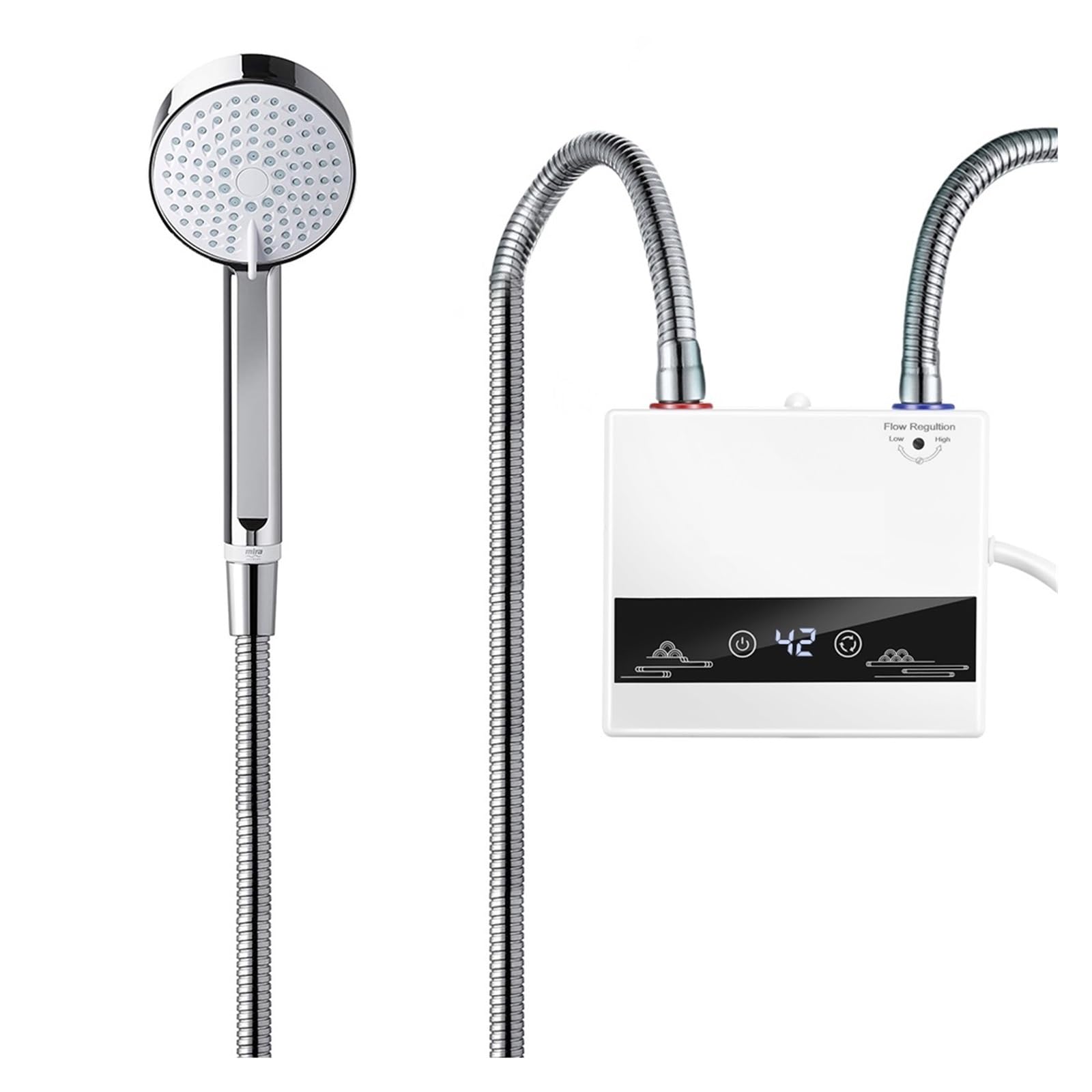 Mooilko With Shower 4600W Instant Tankless Water Heater Electric Heaters For Bathroom Hot Water Shower And Home Kitchen Faucet Easy To Use(With Shower)