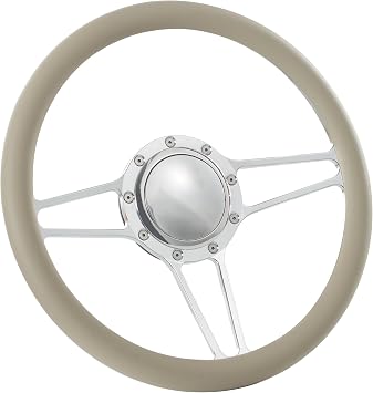 14 Billet Half Wrap 9 Bolts Steering Wheel with 2 Dish and Horn Button Tan
