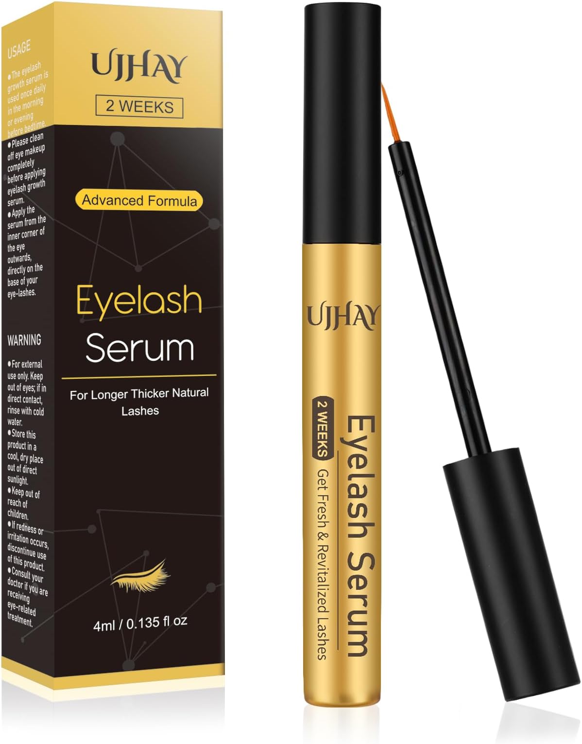 Eyelash Growth Serum for Thicker, Longer, Natural Lashes without Prostaglandin – Grow Luscious, Natural Lashes with Advanced Enhancer | Vegan & Cruelty-Free Treatment