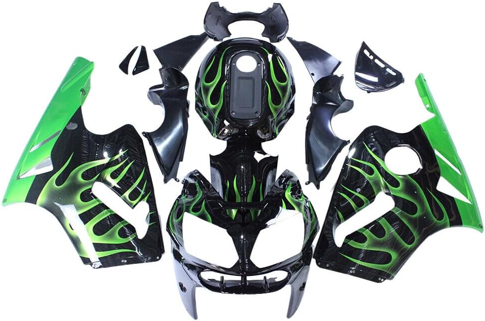 ABS Plastic Fairing Kit Fit for 2002-2006 Kawasaki Ninja ZX12R 02 03 04 05 06 ZX-12R Injection Fairings Complete Bodywork Body Frame Body Panel Cowling - Green & Black