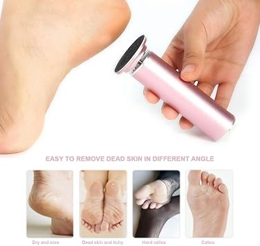 Electric Callus Remover for Feet Adjustable Speed, Electric Foot Callus Remover with 60pcs Replacement Sandpaper Discs, Powerful Pedicure Electronic Foot File for Dead Dry Hard Skin Calluses(US)
