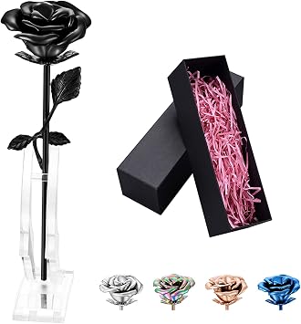 Rose Flower Keepsake Urn for Ashes Sympathy Gift Small Stainless Steel Urn Mini Cremation Urn Keepsake Rose for Sharing Human Ashes-Black