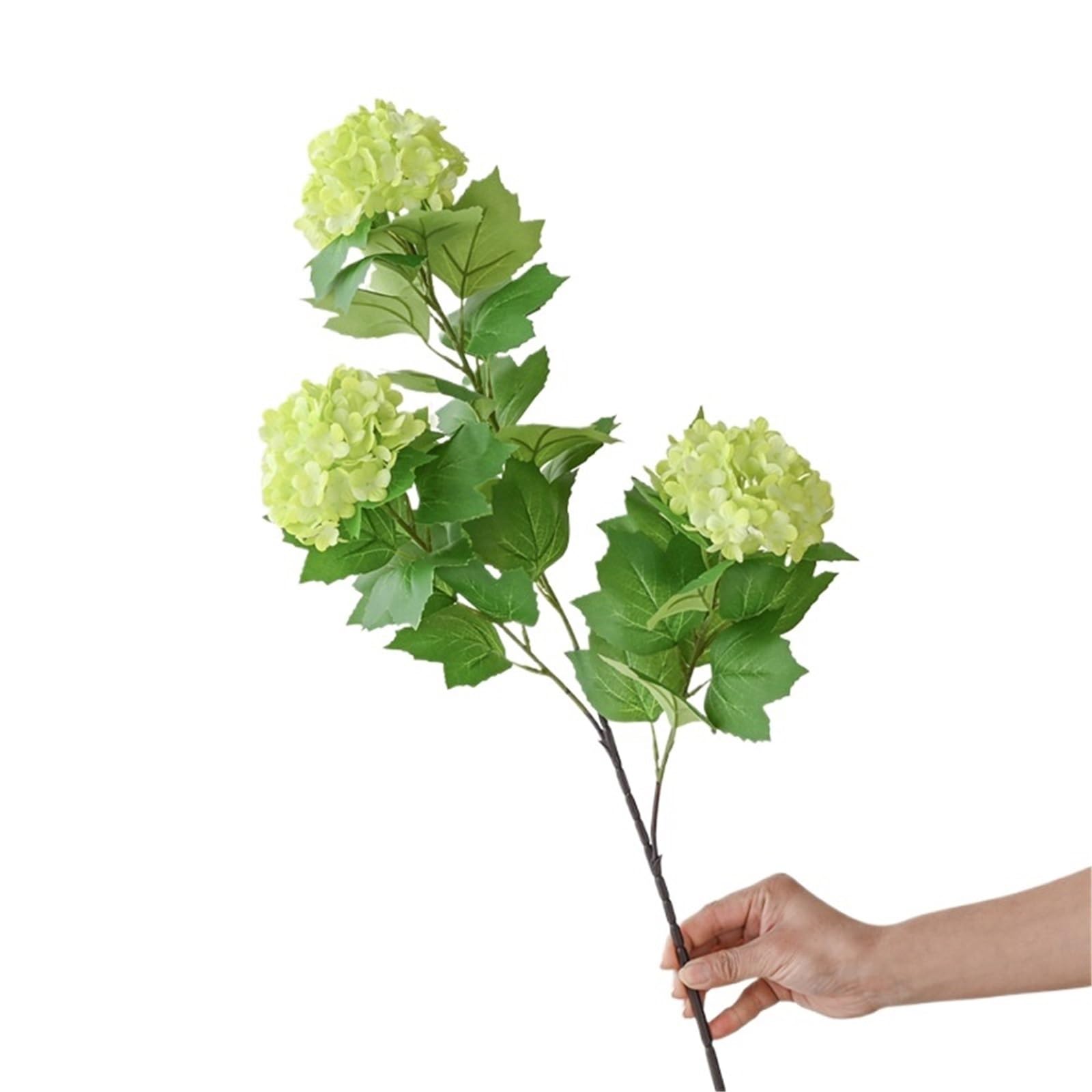 Artificial Flower Branches 3 Heads Artificial Hydrangea Bouquet Faux Silk Flowers for Home Wedding Table Centerpiece Party Decor(Green)