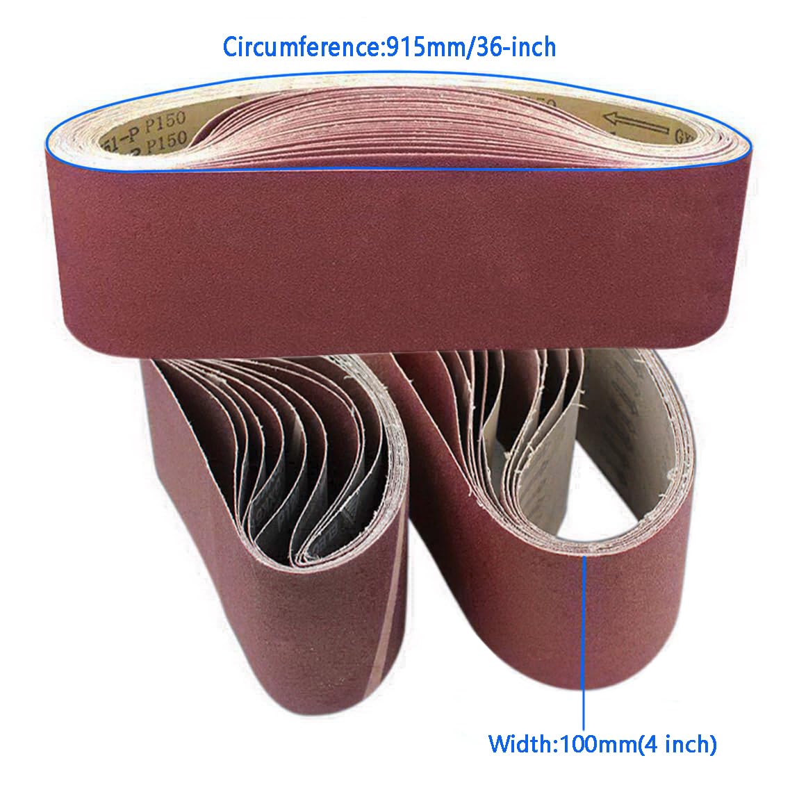 4" x 36"Abrasive Belts Sanding Tapes, 10PCS Size100mmx915mm Abrasive belt Grits 40# to 600# for 4 inch x 36inch Air Belt Sander Belt Sander Paper Aluminum Oxide Abrasive belts (#400-10PCS)