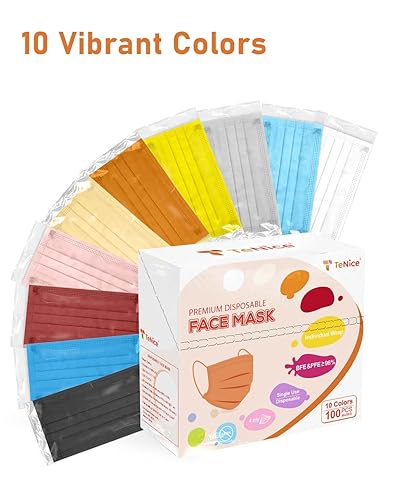 Miniatura 120 de Mascarillas desechables paquete de 100 unidades, 4 capas ASTM nivel 3 grado médico, transpirables para protección al aire libre de adultos, Sinfonía