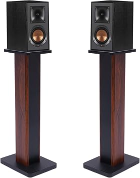 Universal Speaker Stands Pair for Surround Sound, 28" Floor Speaker Stands Bookshelf Speaker Stand Up to 30LBS for Home Theater Yellow Sandalwood