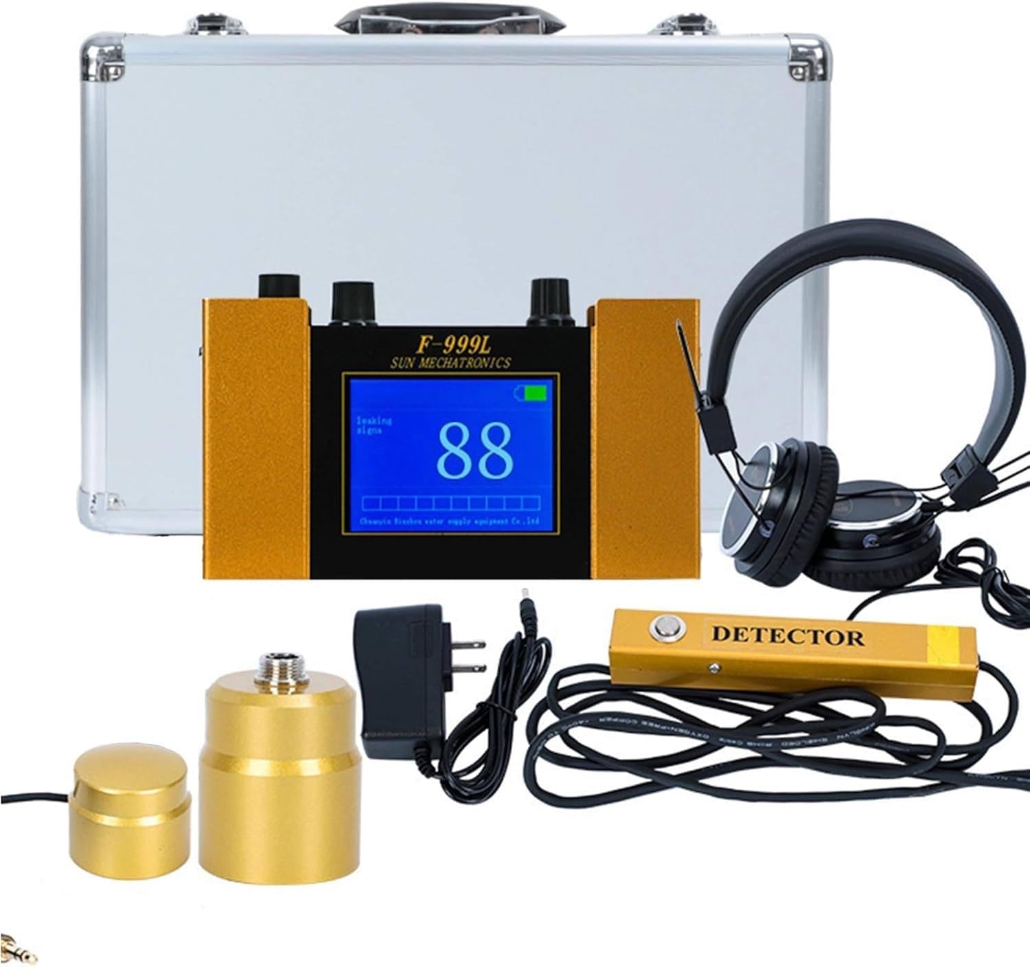Ultrasonic Water Leak Detection Sensor with LCD Display, Earphone, and Carrying Case - Professional Underground Leak Detector Equipment