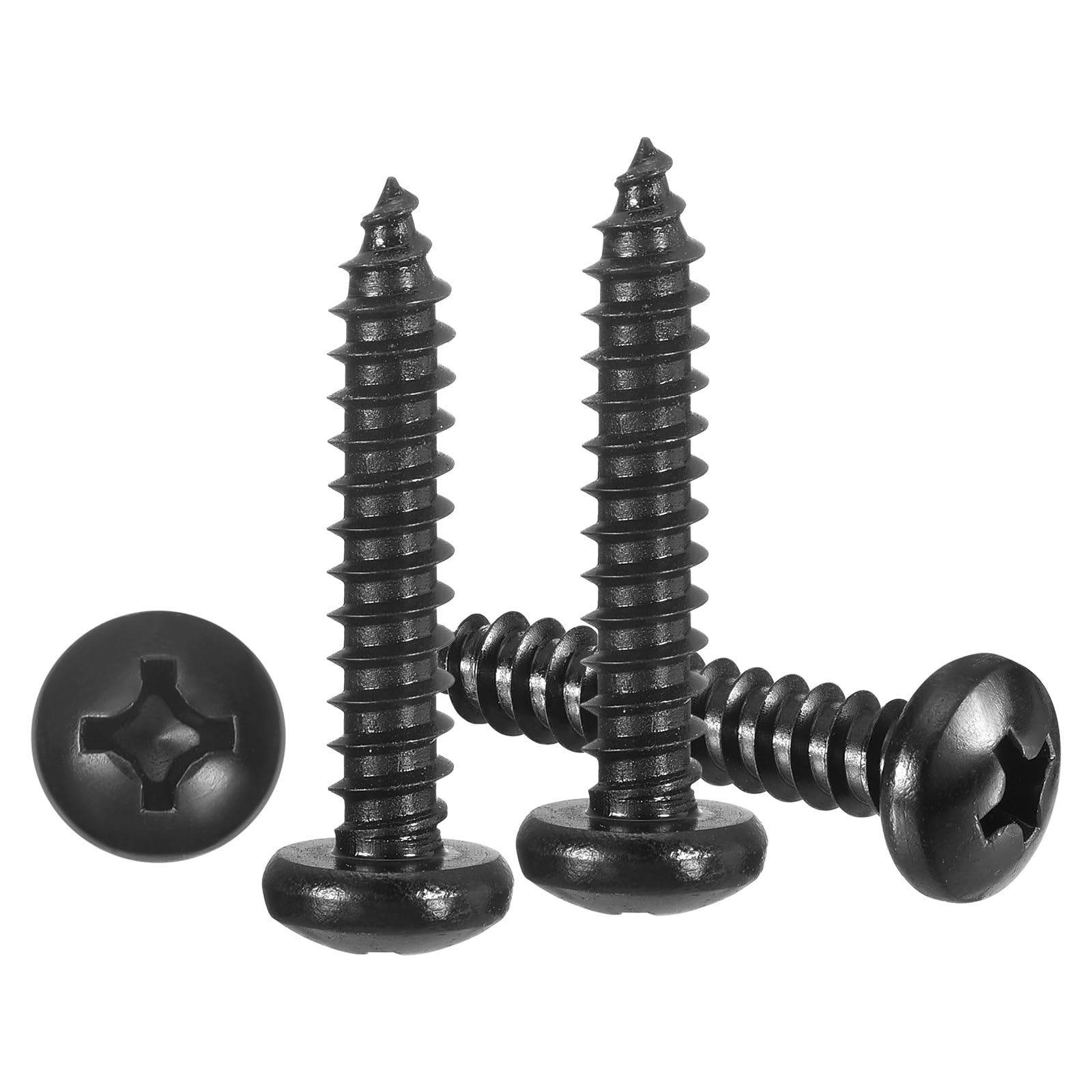 METALLIXITY Phillips Pan Head Self Tapping Screws(#10x1") 100Pcs, 304 Stainless Steel Self Drilling Screw for Metal Wood Plastic, for Cabinet Wall Shutter Plate Rock Furniture, Black