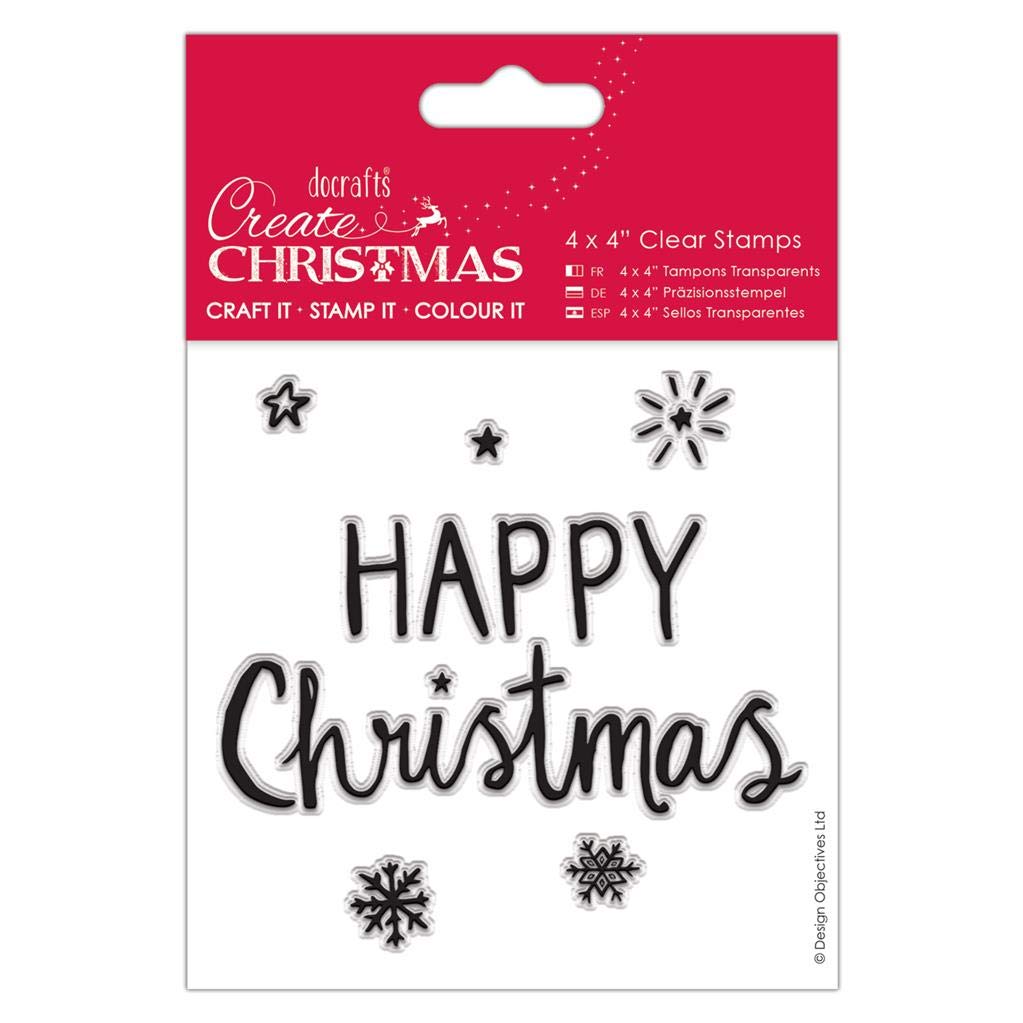 Create Christmas 4x4 Clear Rubber Stamps, Happy Christmas, Scrapbooking, Card Making, Christmas Cards, Craft, Paper Card Project, Ink Stamp Supplies