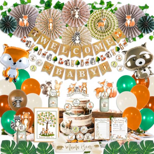 Regal Decorations 268 Piece Woodland Baby Shower Decorations for Boy or Girl, Gender Neutral Forest...