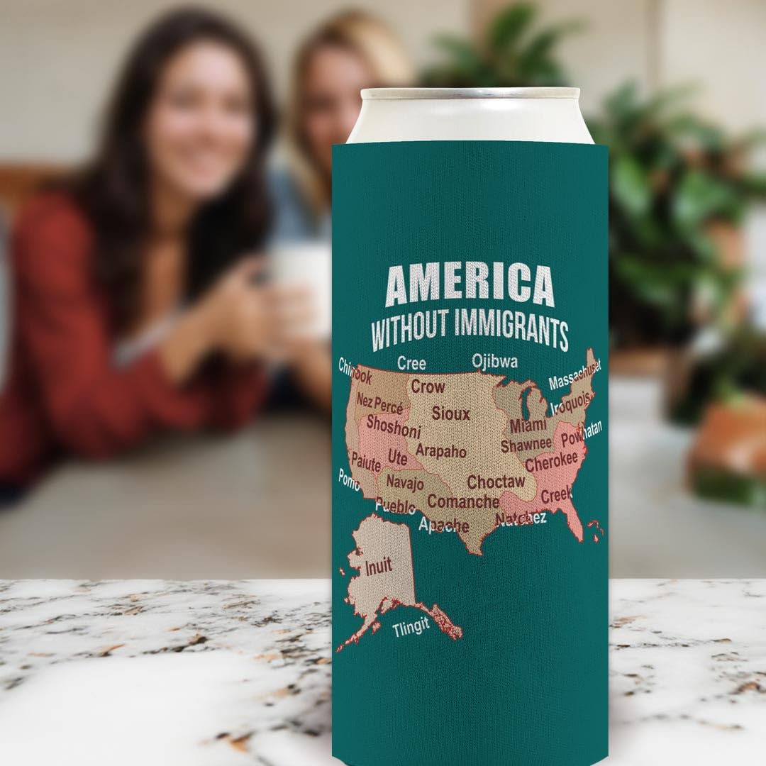 Indigenous Drink Sleeve America Without Immigrants 24-Pack Ultra Slim Can Drink Thermocoolers Party Pack