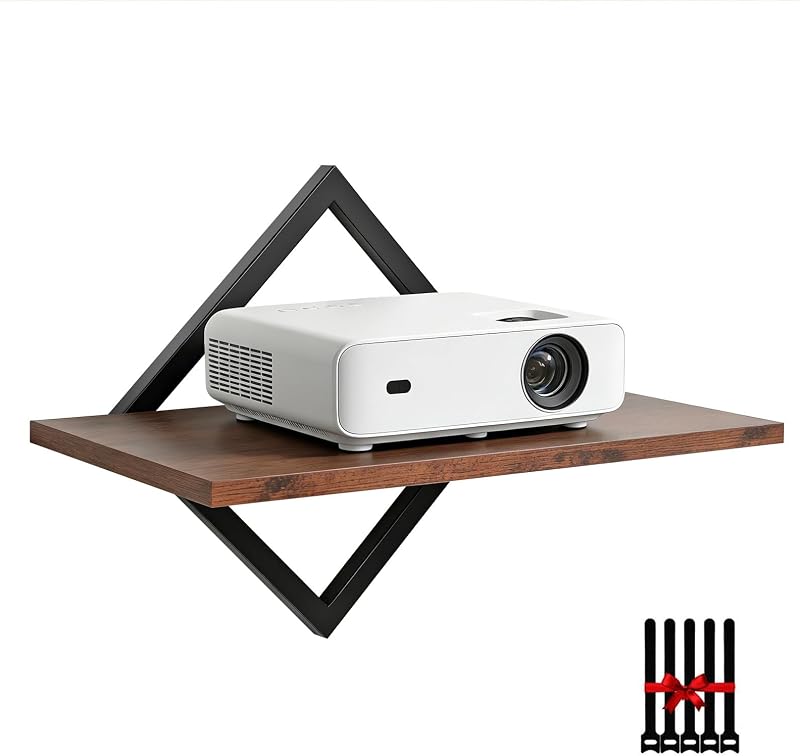 Projector Wall Mount Shelf, 14.97" x 7.87" Floating Shelf for Projector, Router, Modem, Cable Box, Xbox, PS5 - Sturdy Projector Mount Rack Holder Stand