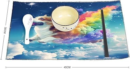 Miniatura 2 de Cute Rainbow Corgi Placemats Set of 6 Resistant Table Mats Washable Place Mats for Dinner Party Table Decoration
