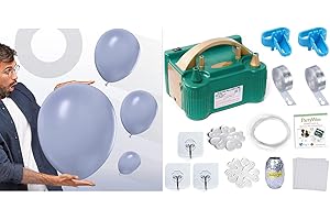 100 Pcs Grayish Blue Balloons with Electric Balloon Pump