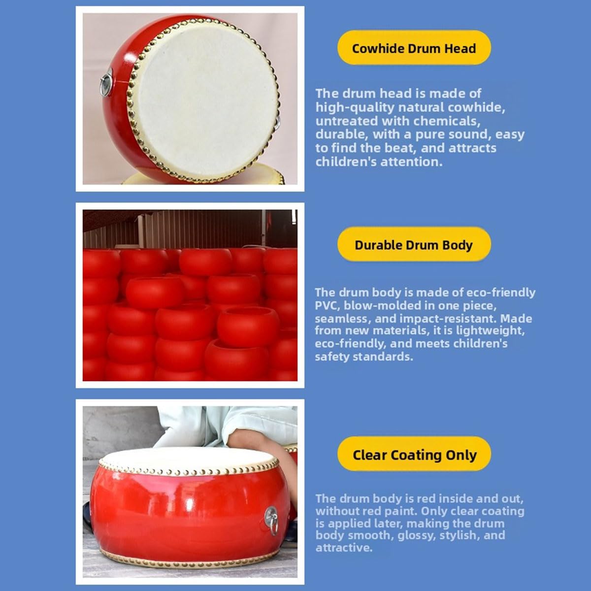 Amazon | 太鼓 和太鼓 23cm 小太鼓 牛革張り 赤色 バチ 楽器 練習 演奏