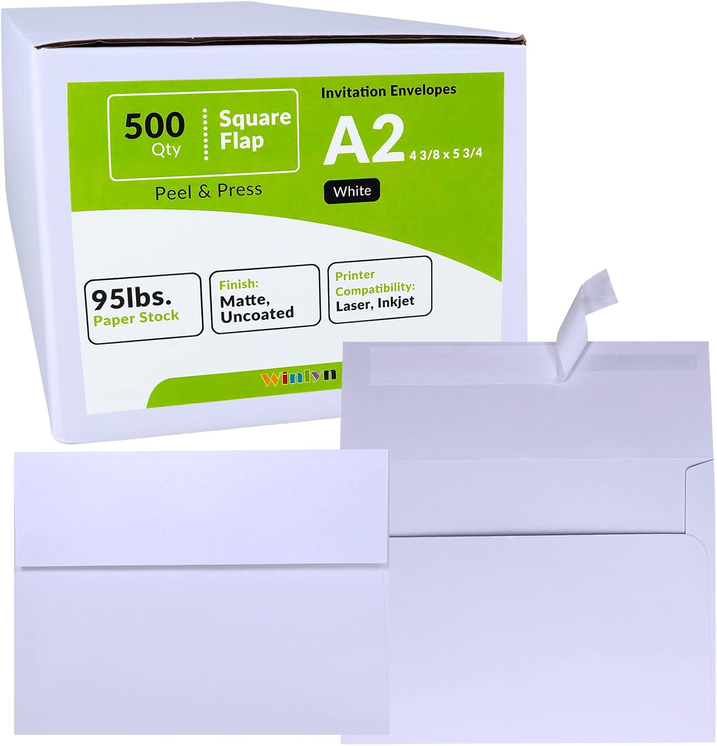 500 Pcs Bulk A2 Invitation Envelopes in White Peel & Press Self Seal 4 3/8 x 5 3/4 Square Flap Envelopes RSVP Return Envelopes 95lb. for Announcement Mailing 4x5 Greeting Cards Photo 1/4 Fold Cards