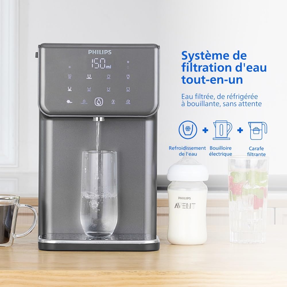 Philips 3500 Series Distributeur d’Eau Chaude et Froide avec Filtration Taste+, Eau Filtrée Chaude et Froide en Quelques Secondes, Protection Antibactérienne UV-C, Aucune Installation Nécessaire