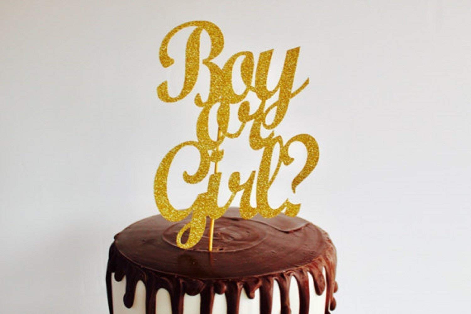Buy Boy or Girl Gold Glitter Cake Topper baby shower, gender reveal