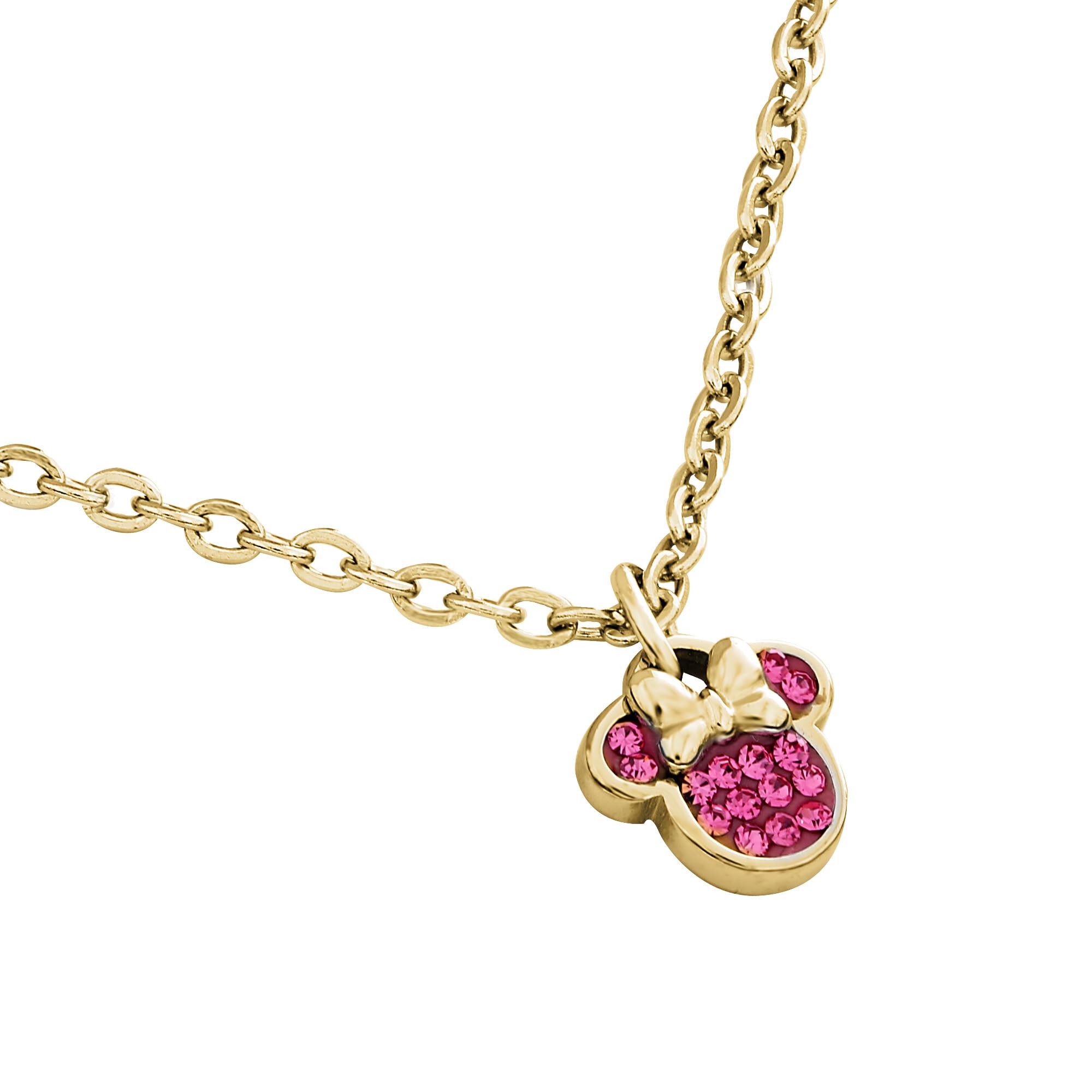 Disney Minnie Maus Halskette Edelstahl mit Zirkonia für Kinder und Mädchen, Länge 45 cm, Schmuck