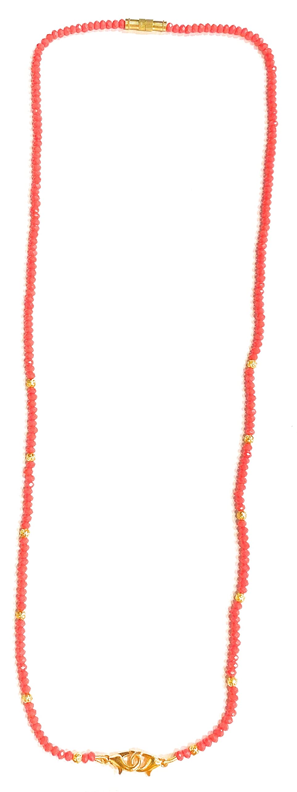 Handmade Gold plated kanthi Mala With Glass And Crystal Beads black And Golden Mangalsutra 26ncheslong Mangalsutra-image-43