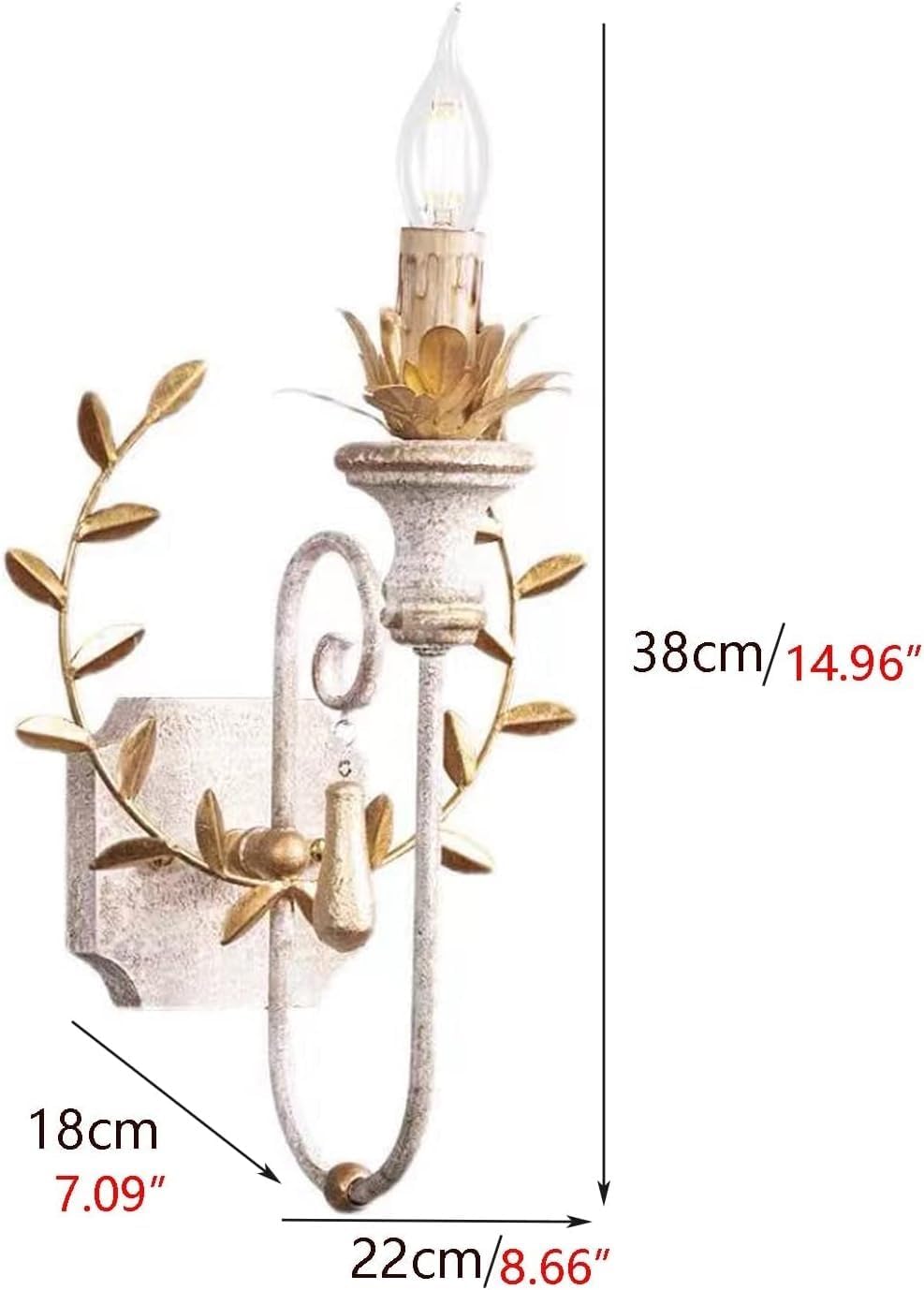 14.82in Indoor Personality Branch Wall Lamp, E14 French Country Creative Wall Lights, Home American Sconce Bedroom Living Room Retro Decorate Lighting Fixtures