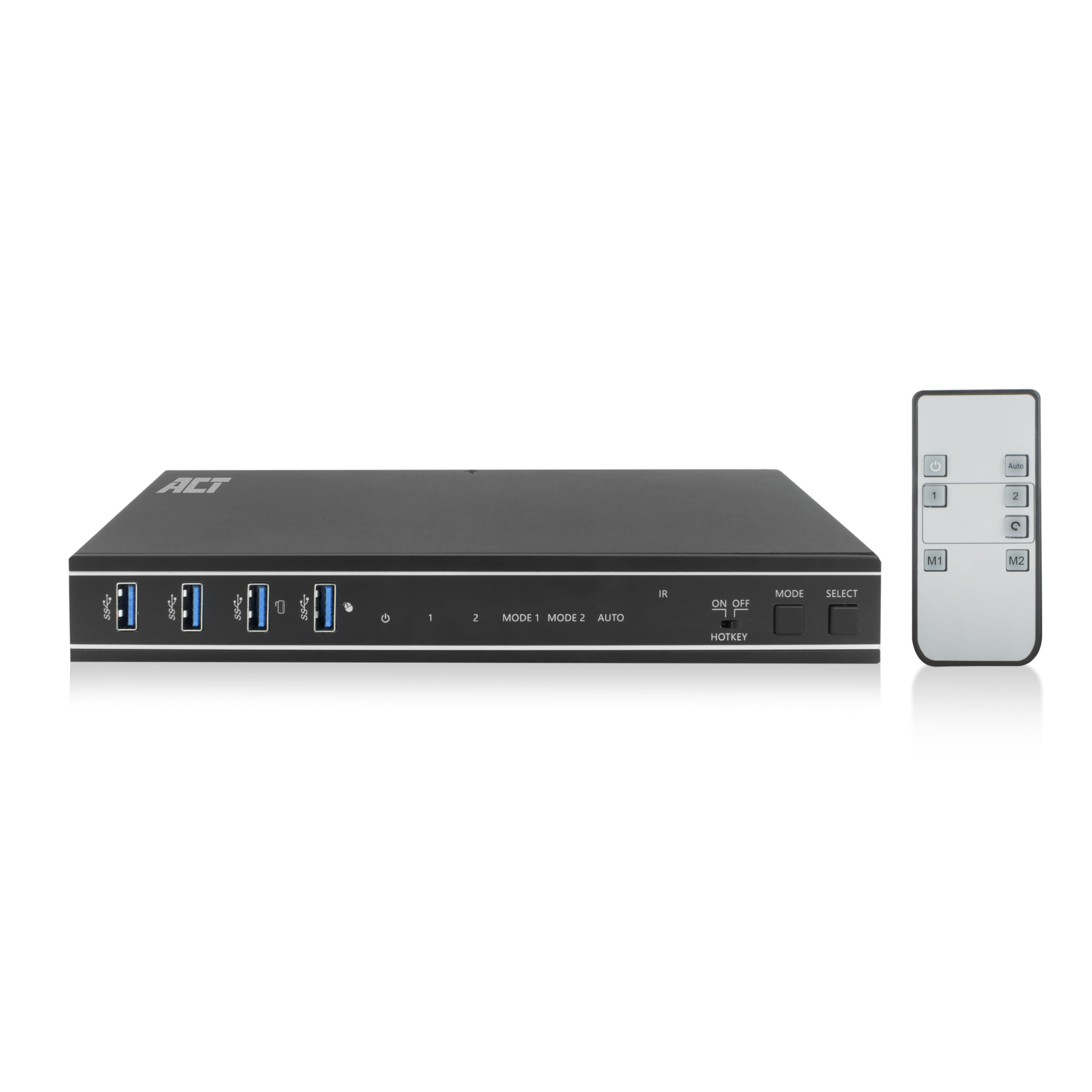 ACT KVM Switch 2 PC 2 Moniteurs, 4K@60Hz, Commutateur HDMI 4 Ports USB 3.0, HDCP 2.3, avec HDMI et Câbles USB, Télécommande, Support de Montage Bureau - AC7914