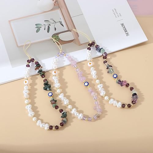 Miniatura 5 de Correa con dije para teléfono contra el mal de ojo, correa para teléfono celular, con cuentas para teléfono, correa de cristal para teléfono contra