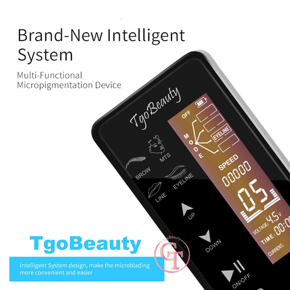 Kit de máquina de tatuaje de maquillaje permanente digital inteligente con panel táctil, 15 niveles de velocidad y 4 modos para cejas, delineador de ojos, labios y MTS (Nero)
