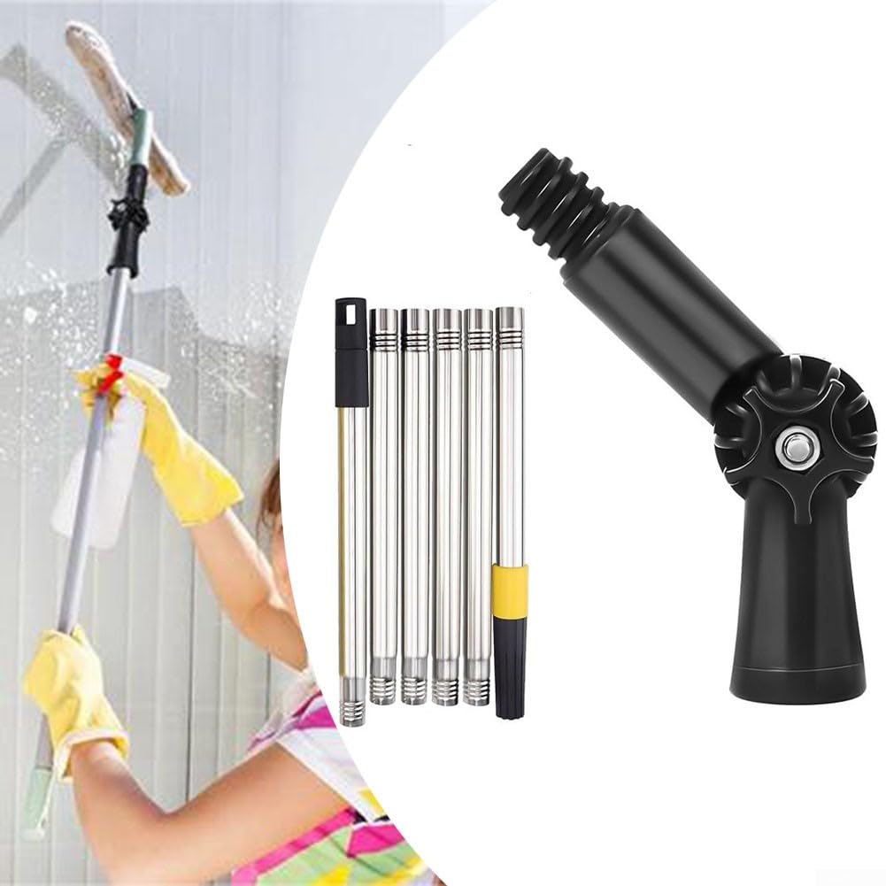 1 Perche télescopique de 1,8 mètre avec Joint articulé pivotant à 180 degrés pour Rouleau de Peinture et poignée d'outils de Nettoyage