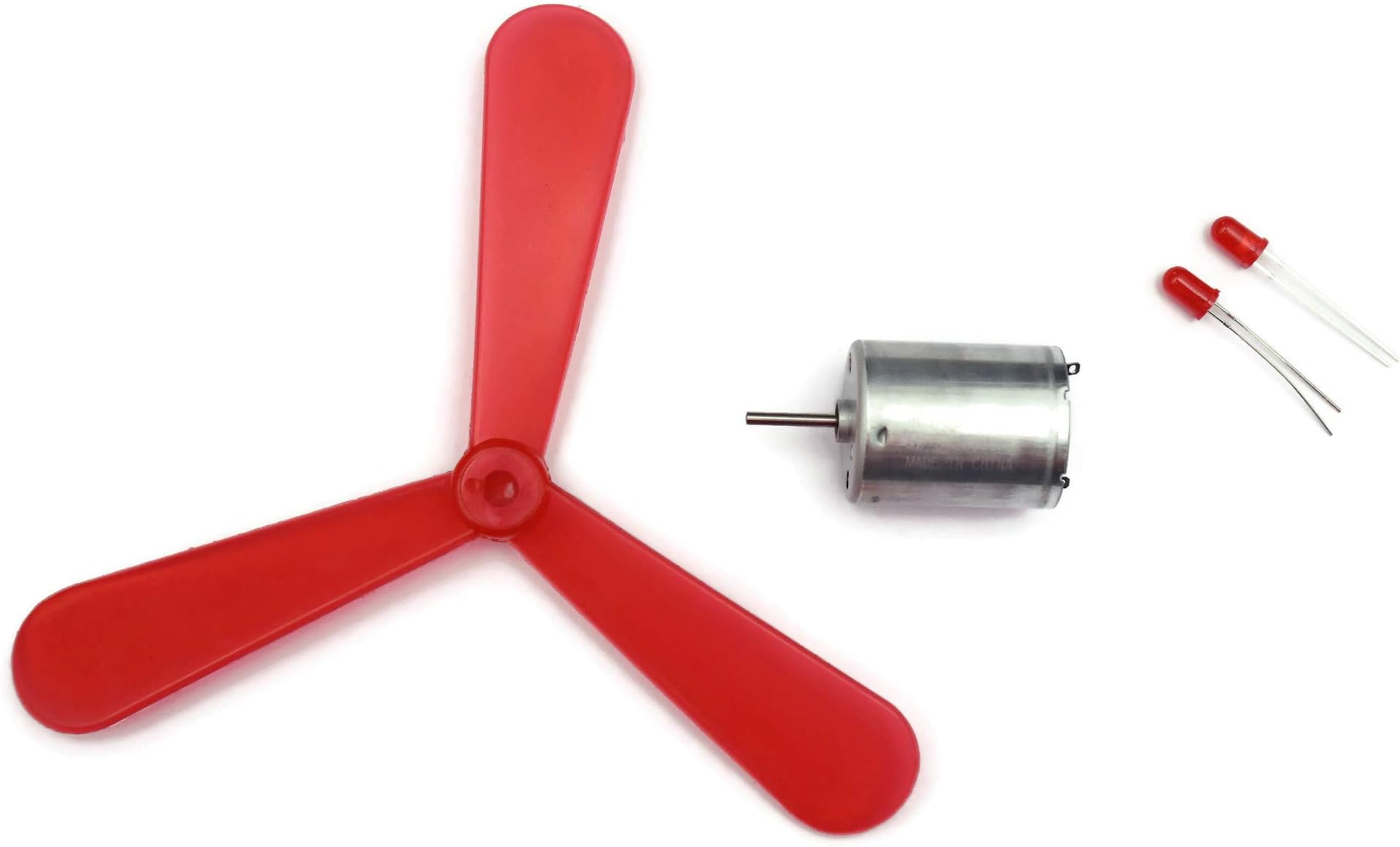 Electronic Spices Dynamo Motor With Fan Blade For Wind Mill Project And 2 Leds