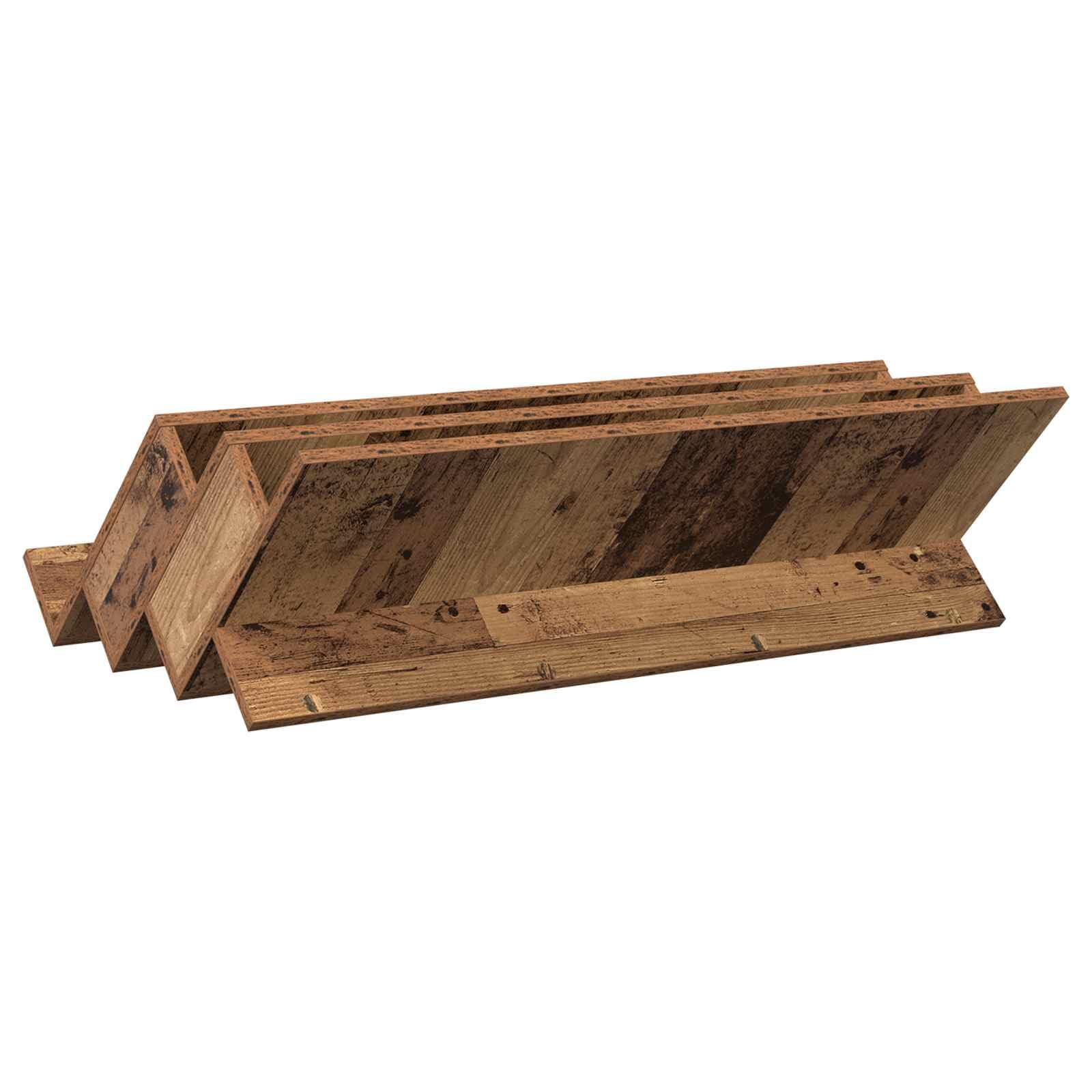 Regał na magazyny z regałem, stare drewno, 90 x 53 x 28,5 cm, materiał drewnopochodny, stojak na czasopisma, stojak na czasopisma, uchwyt na prospekty, do salonu, biura, korytarza, poczekalni