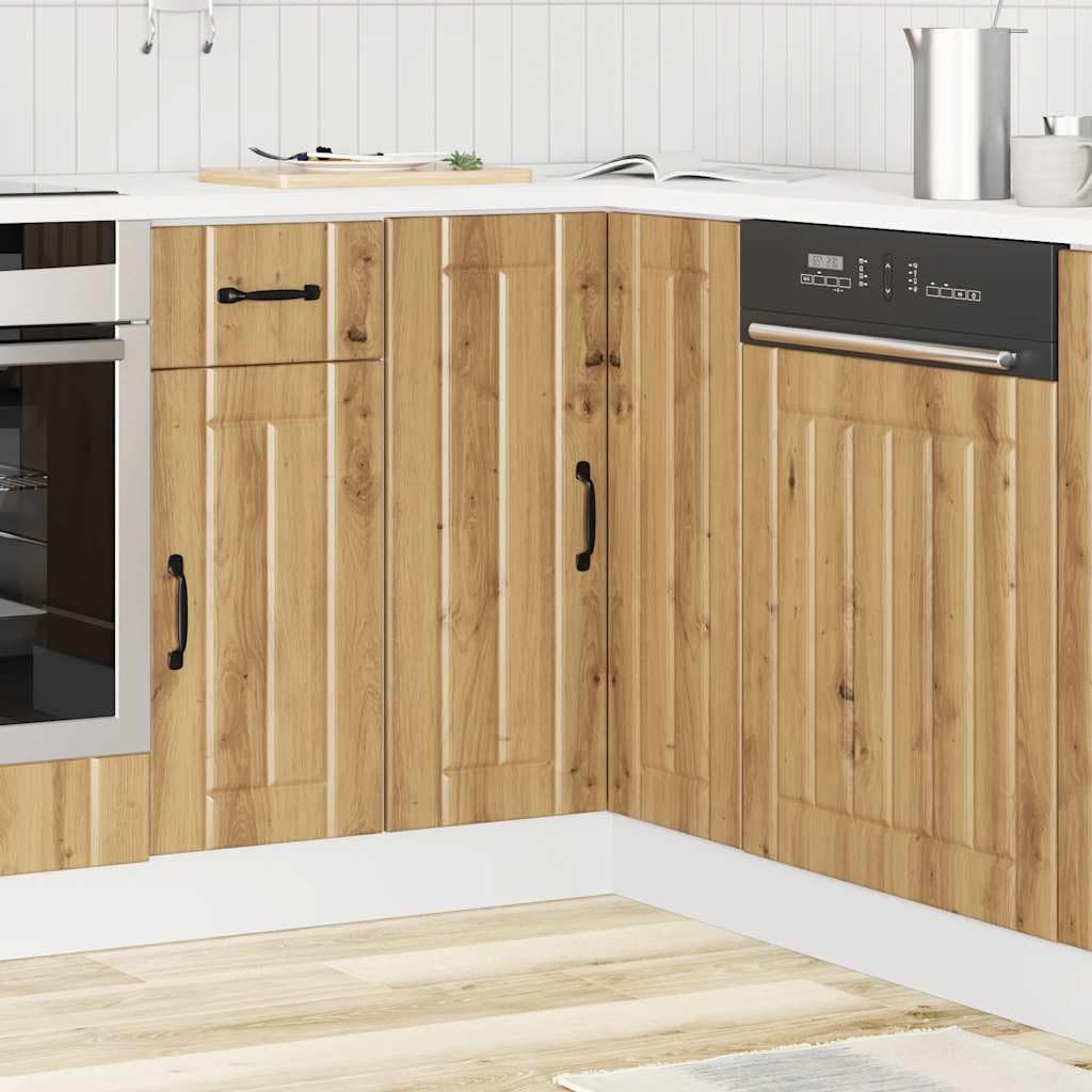 Lucca Artisan - Mobiletto angolare da cucina in legno di quercia Artisan, con piedini regolabili, molto spazio per stoviglie, pentole e utensili da cucina, adatto per credenza, credenza