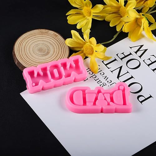 Miniatura 10 de 1 molde de resina epoxi con letras de mamá papá, moldes de silicona para colgantes de corazón, molde de fundición para herramientas de fabricación