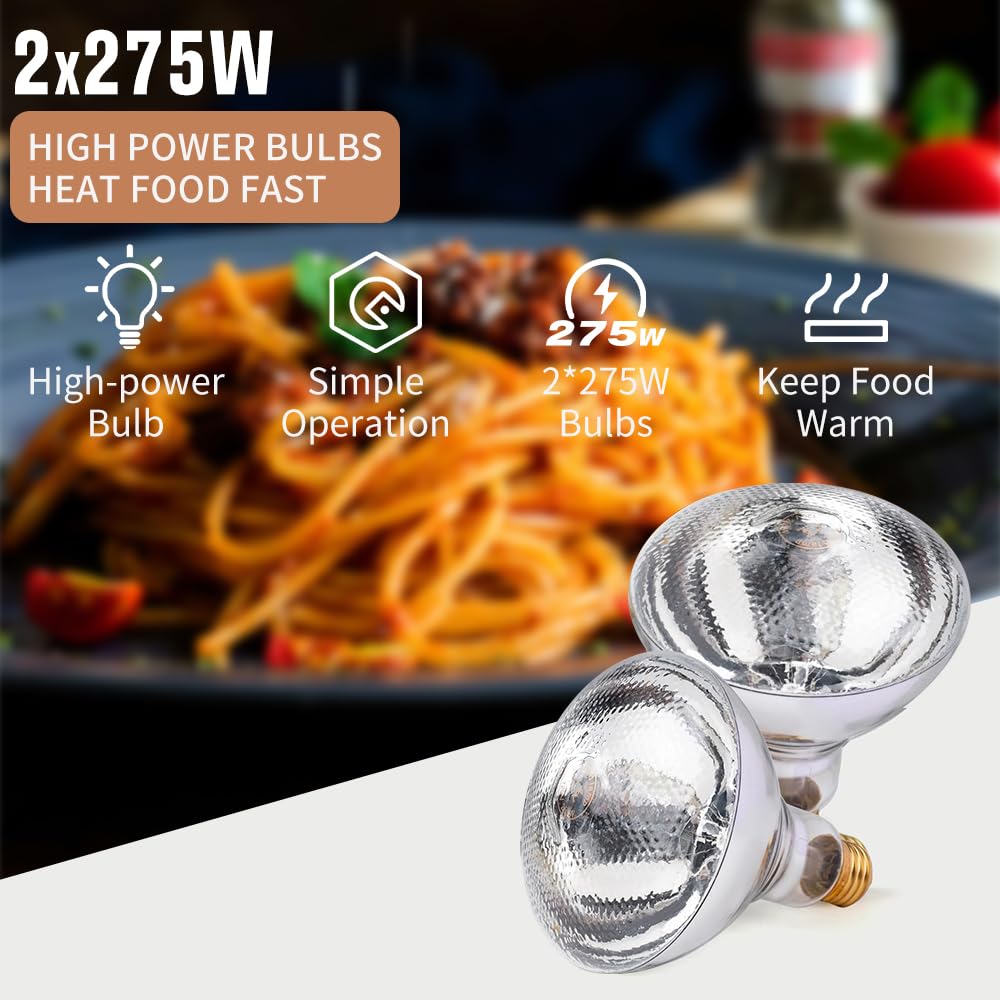 DUEBEL Dual Head Food Heat Lamp, Catering Food Warmers, Pretzel Warmer, Commercial Food Warmer for Buffet, Catering, Restaurant, Parties, Holidays and Entertaining, Concession Stand Supplies