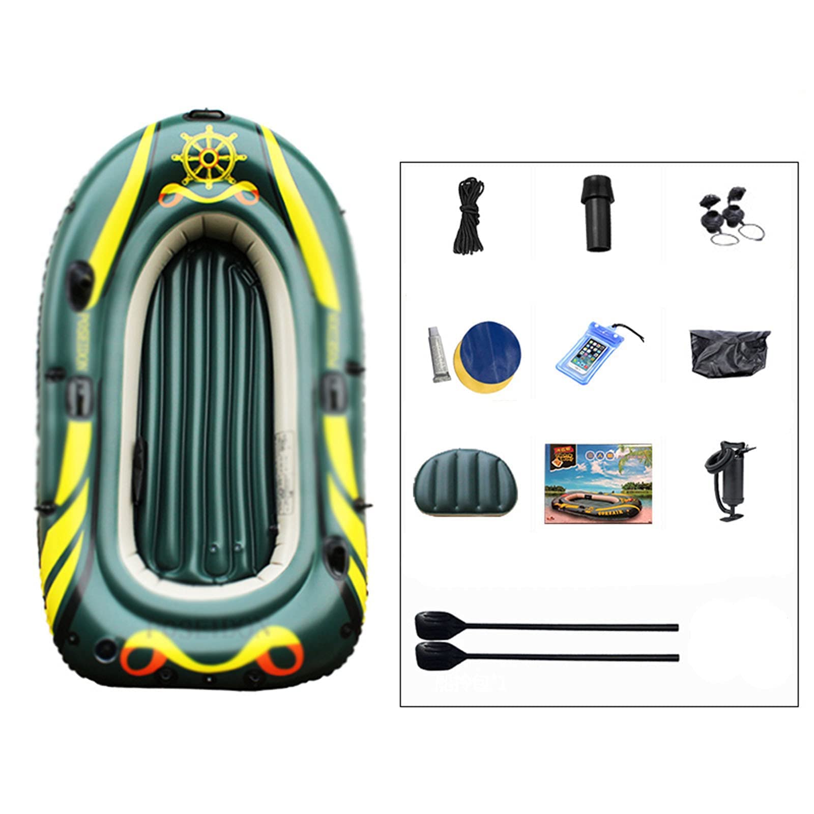 Aufblasbare Schlauchboot-Ruderboote für Erwachsene, Gummischlauchboot, aufblasbares Kajak-Kanu-Angeln, verdicktes Angeln, reißfestes, faltbares 2-Personen-Drif
