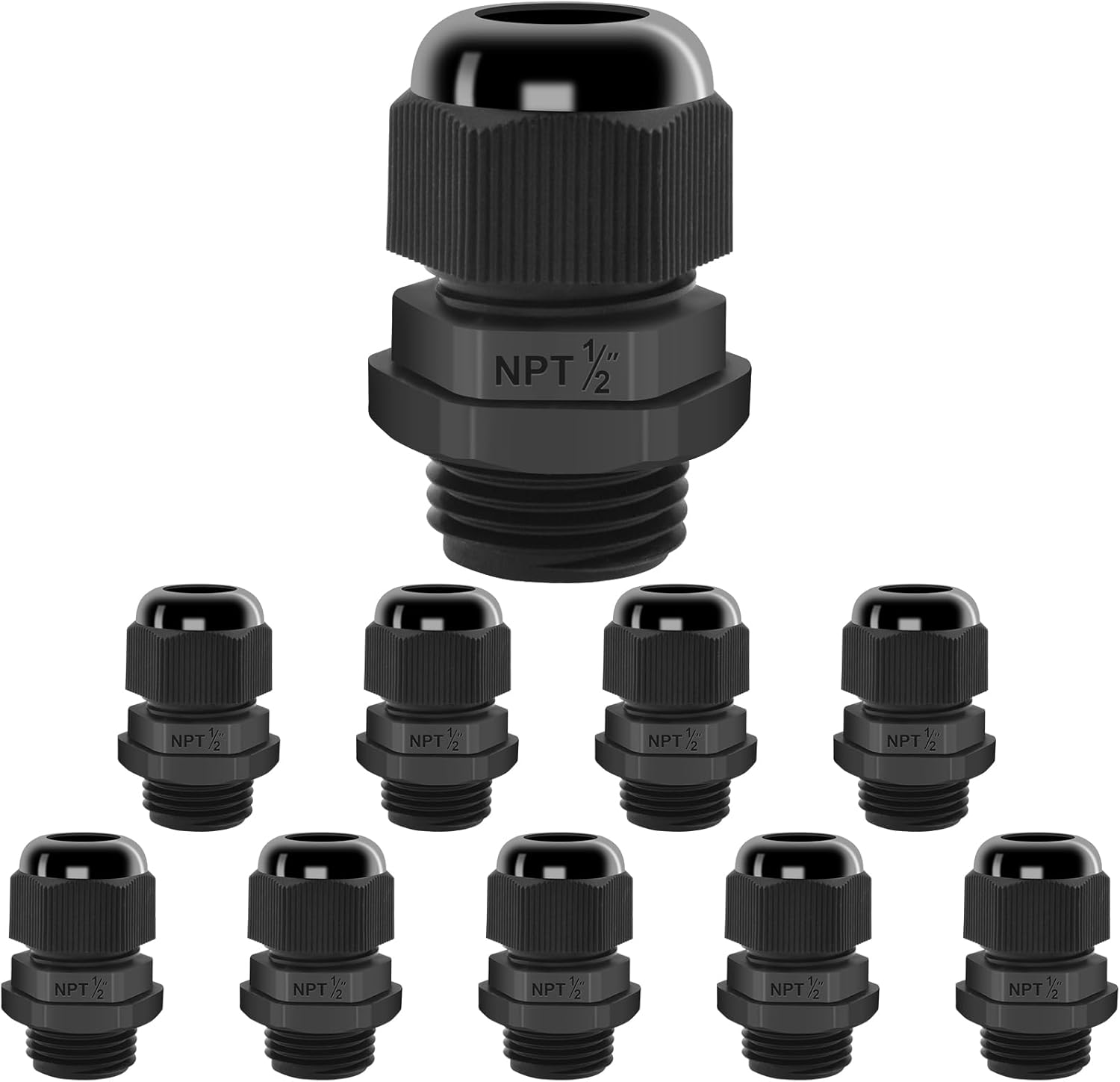 SDTC Tech 10 Pack 1/2" NPT Strain Relief Nylon Cord Grip, IP68 ...